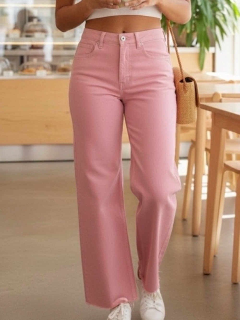 Boyish Charley Pink Straight Leg Raw Hem Jeans Size 25 Sustainable Denim